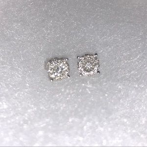 Genuine 14k white gold diamond earrings